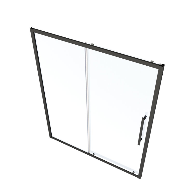 Premium 50"-54"W X 72"H Sliding Shower Door, Sliding Door, With 1/4" Tempered Glass, Matte Black