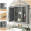 Armoire à pharmacie, armoire de rangement murale pour salle de bain, armoire murale moderne avec miroir, armoire à miroir avec 6 tablettes ouvertes, meuble-lavabo non inclus-1212040288