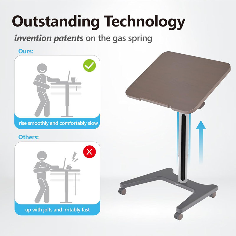 Cordless Auto-Lifting Adjustable Standing Desk With Tiltable Desktop, Smooth Height Adjustment, And Mobile Casters
