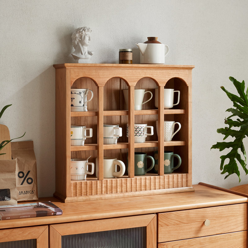 Milan Wooden Cup Rack with Multiple Compartments