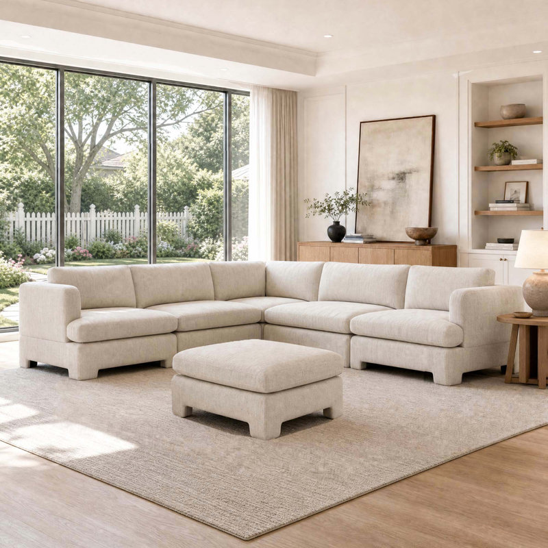  Jolie 6-Piece Upholstered Modular Sectional Sofa, Mellow Natural