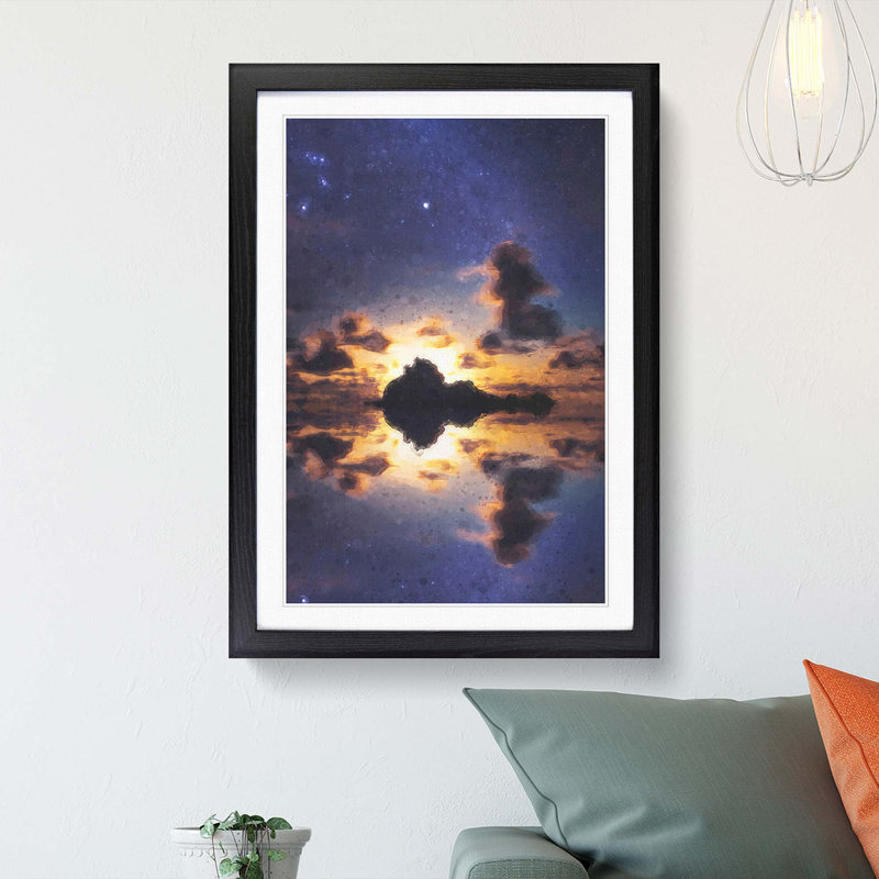 Stars Above Big Sur in California - Picture Frame Graphic Art Print, 87cm H x 62cm W x 2cm D, Black Framed