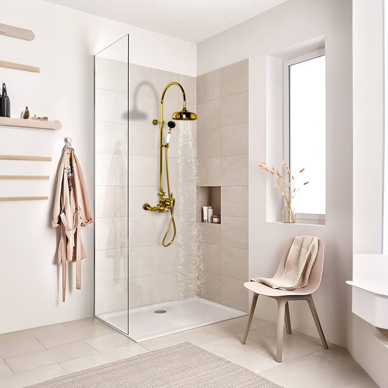 Système de douche thermostatique et douche à main Exposed (P1088) par Strom Living, Laiton ultra enduit