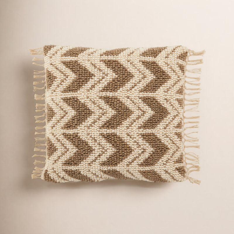 Oakleaf Chevron Throw Pillow, Taupe/Cream, Pillow Cover Only - No Insert