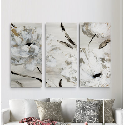 " Misty Morning Blooms " 3 - Pieces Painting Print