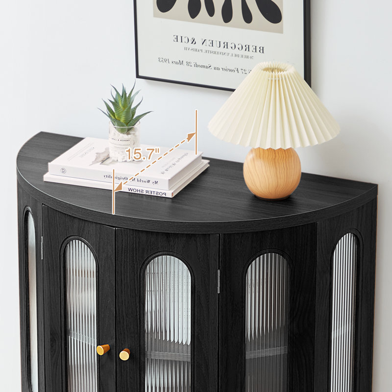 Semicircular Accent Cabinet, Black