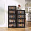 Armoire de rangement pliante à 5 niveaux avec portes et roues magnétiques - Noir