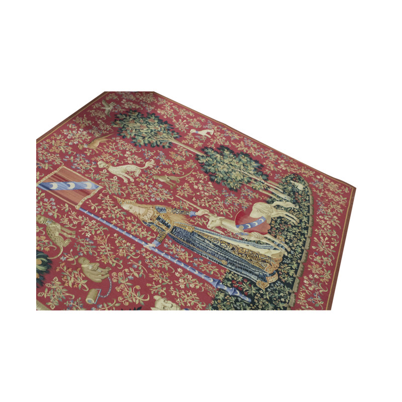 Hand-Knotted High-Quality Rose and Green Area Rug
