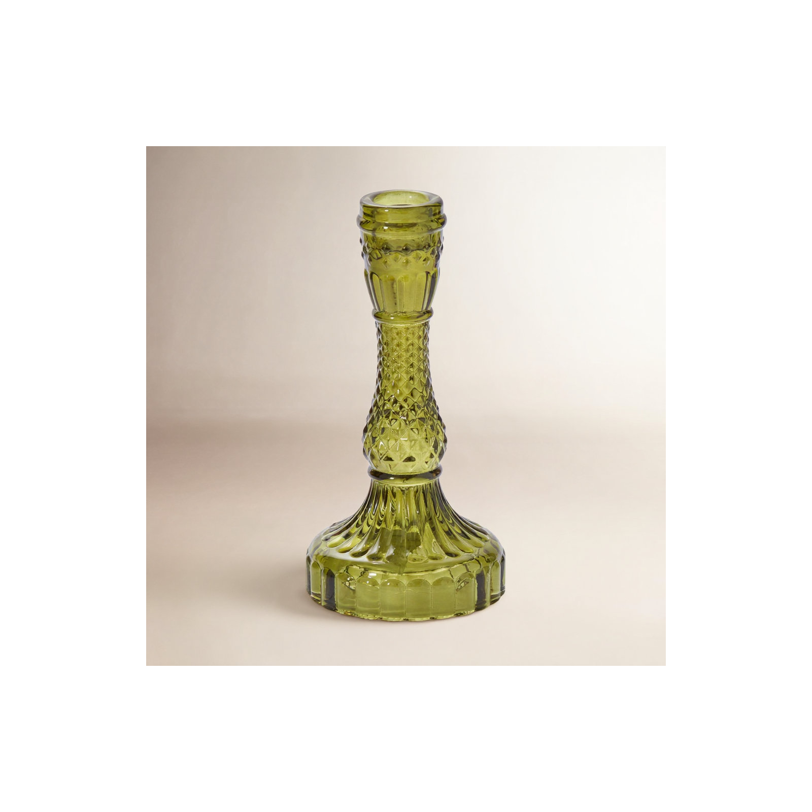 Samira Glass Tabletop Candlestick, Green