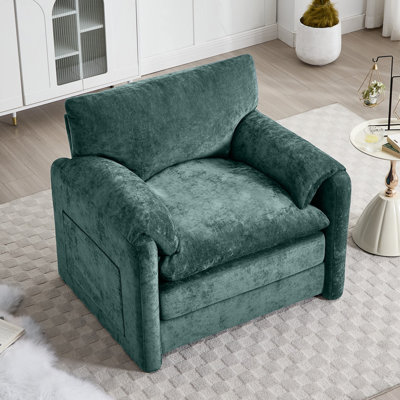 38.1''W Chenille Armchair Accent Chair Single Sofa for Living Room and Bedroom