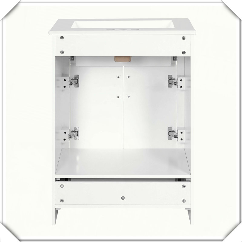 Meuble-lavabo simple avec tiroir intégré en céramique, Blanc