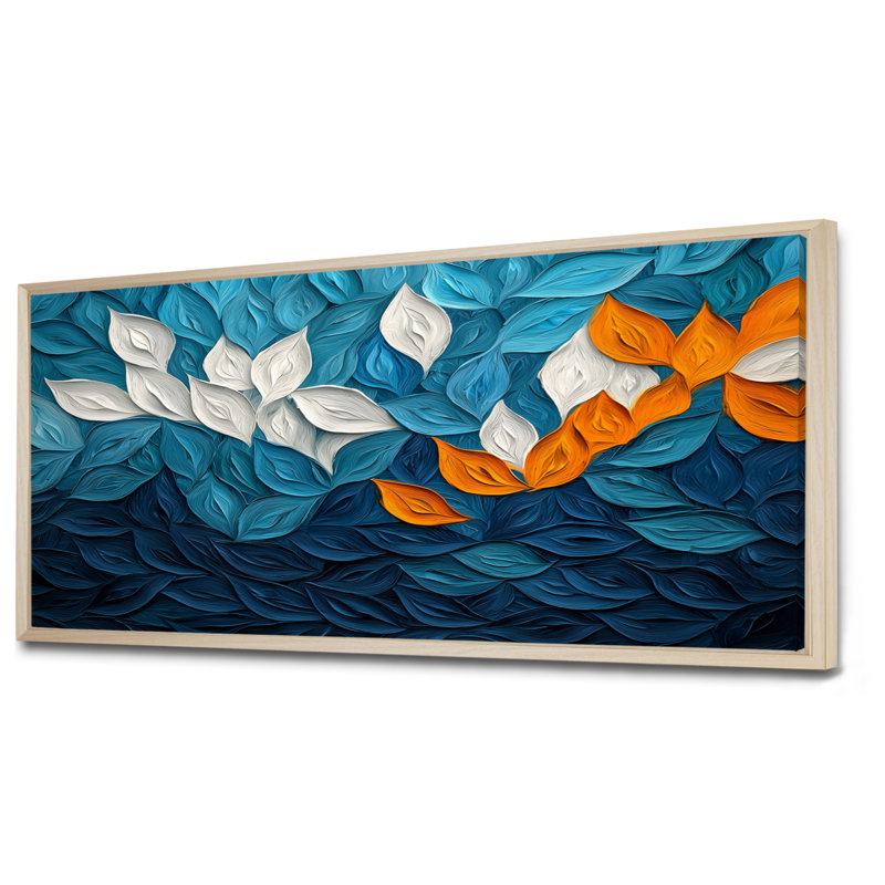Olaitan - Floral Large Wall Art, H 28 po x l 60 po, Cadre flottant, Crème, crème