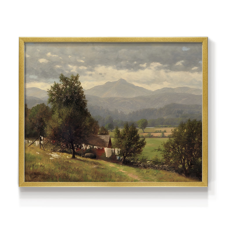 Paysages rétro-CCII - reproduction encadrée, H 22 po x l 28 po, Doré