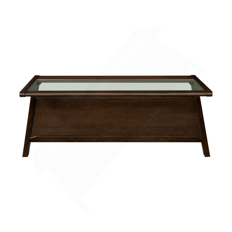 Table basse en bois et verre trempé, brun marocain