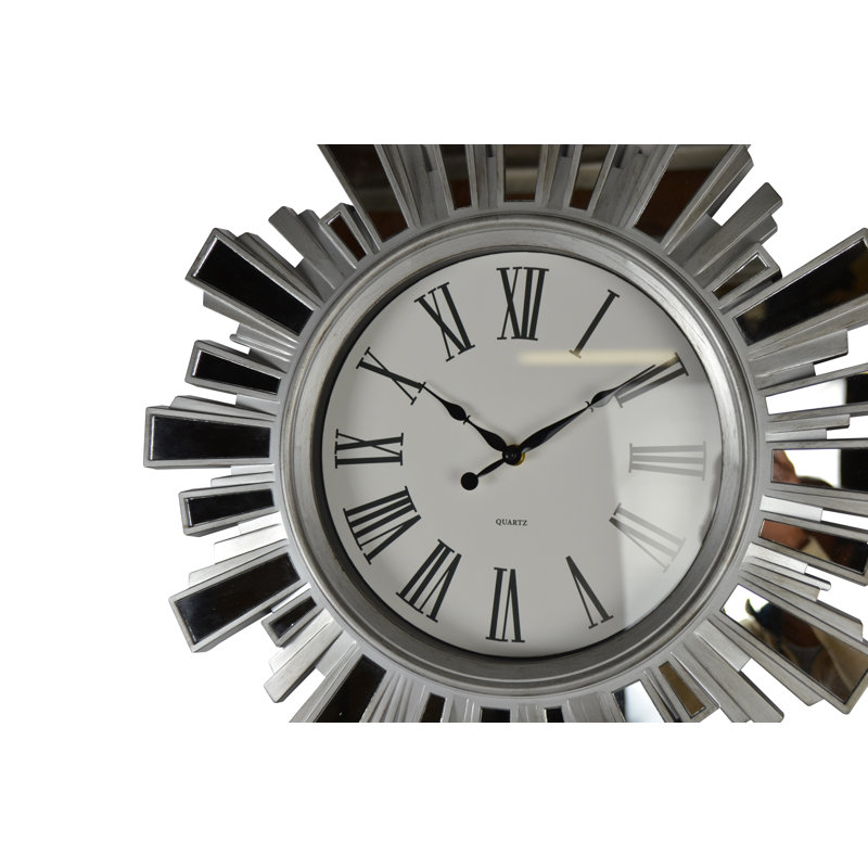 19.5" Silver and Mirror Starburst Wall Clock