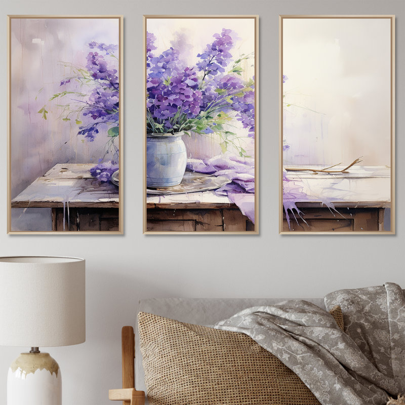 «Violets Farmhouse Still Life - Violets», ensemble de reproduction d'art mural, H 32 po x l 48 po x P 1 po