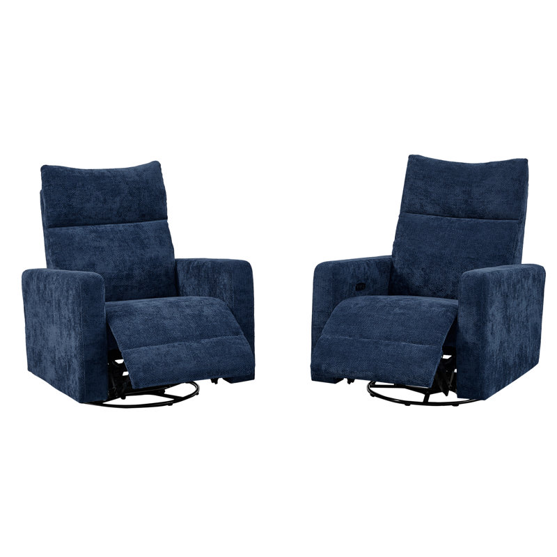 Telesha Upholstered Power Recliner, Blue