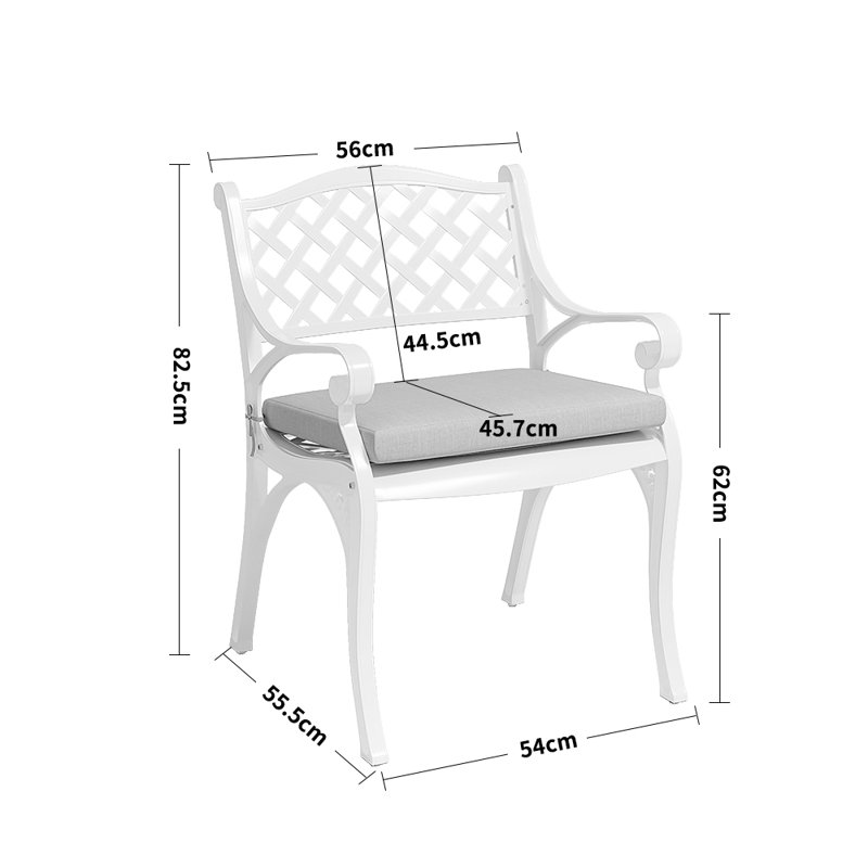 Canndale Patio Dining Set with Round Table , Cushions Included, White, 2