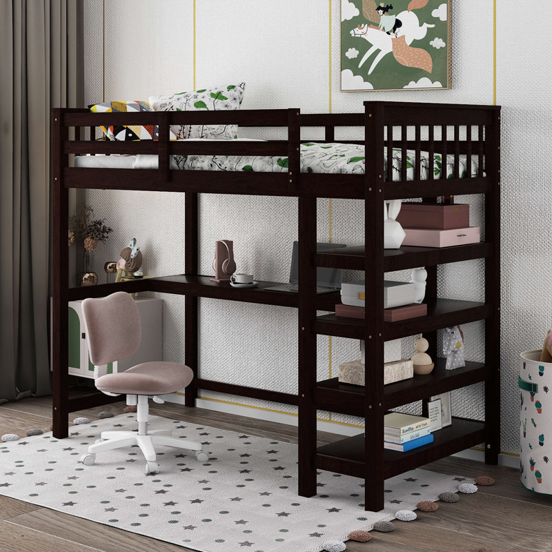 Gerlean Kids Loft Bed, Twin, Espresso