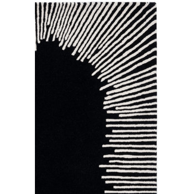 Tapis noir / ivoire en laine / coton touffeté à la main Jarie
