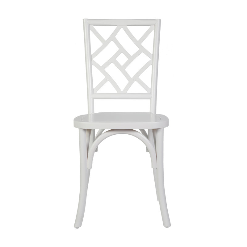 Commercial Solid Wood Stackable Dining Chair With Intricate Back, White, 1