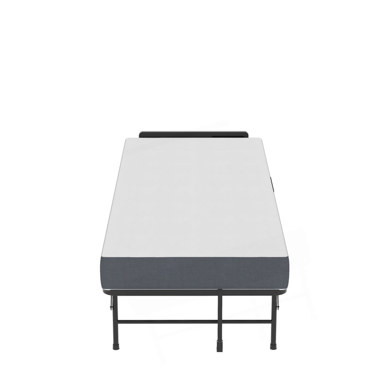 Lit pliant de 75 po avec tête de lit réglable et mousse à mémoire de forme de 5 po, lit d'invité escamotable peu encombrant pour les personnes de grande taille, lit simple sur roulettes portatif, assemblage facile