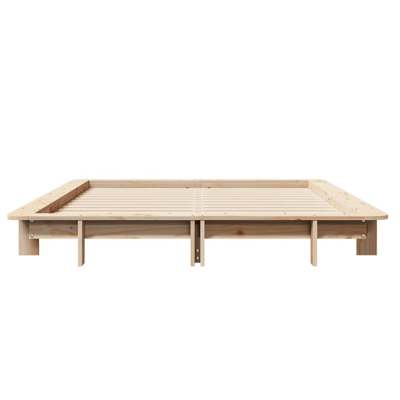 Bed Frame Without Mattress Solid Wood Pine, Brown, Small Double (4')