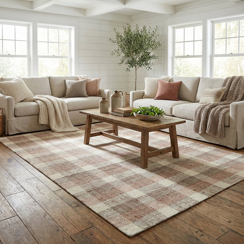 Tapis rose en laine touffeté à la main Azevedo, Rectangle 8 pi x 10 pi