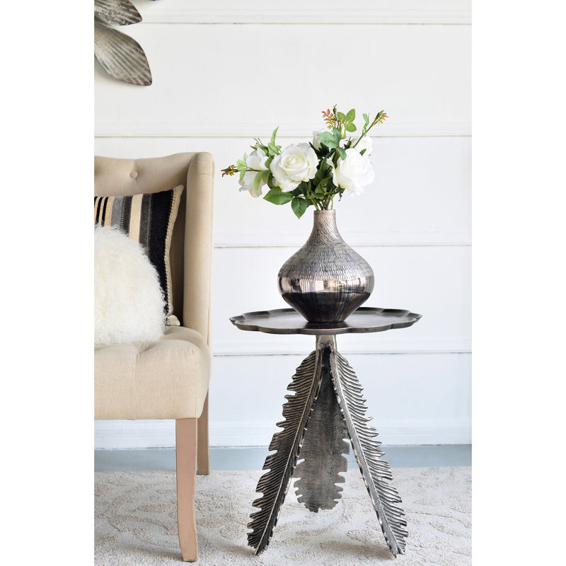 Table d'appoint feuille d'aluminium avec élégance antique argentée