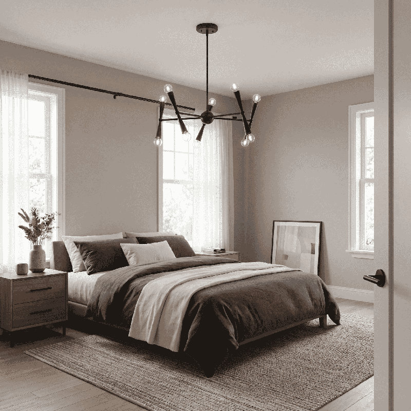 Keyiona 10-Light Chandelier in Matte Black, Matte Black