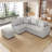 82.6" L-Shaped Sectional Pull Out Sofa Bed Sleeper Sofa With Two USB Ports, Two Power Sockets And A Movable Storage Ottoman