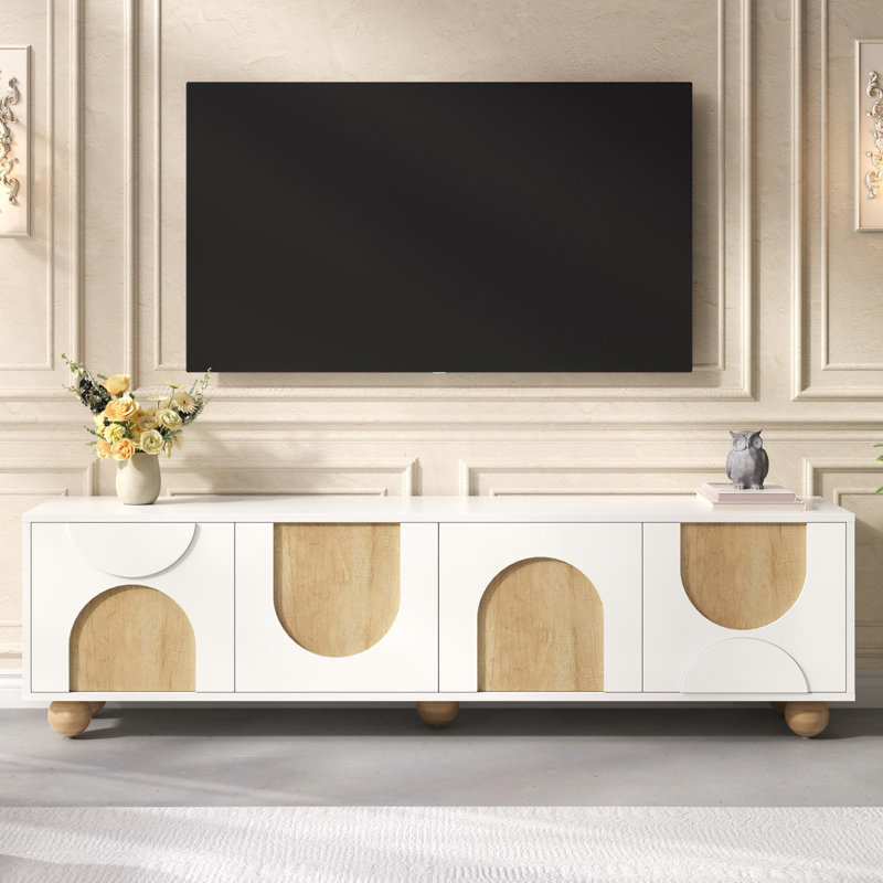 Meuble télé avec trous de câble pour téléviseurs, Blanc