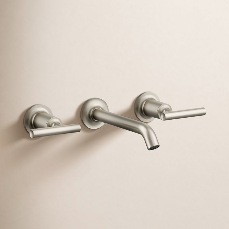 Purist® Wall-Mounted Bathroom Faucet, Vibrant Brushed Nickel, Lever Handle