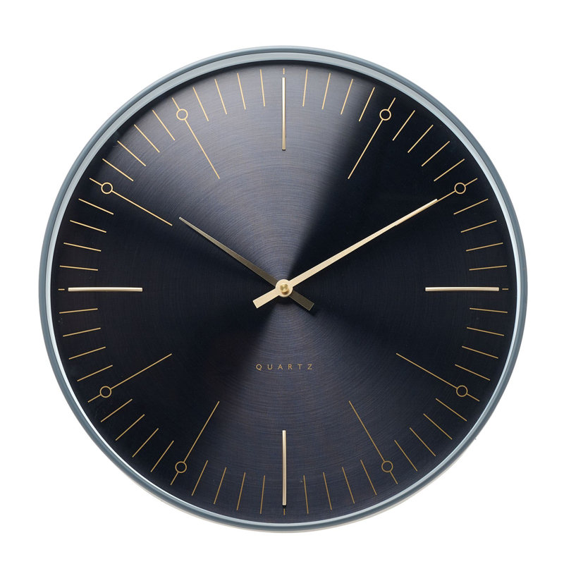 Glass Wall Clock, Black/Gold