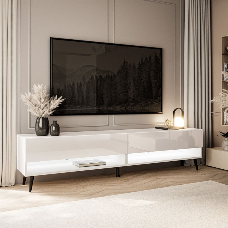 Calante TV Stand cashmire, High Gloss White/Black