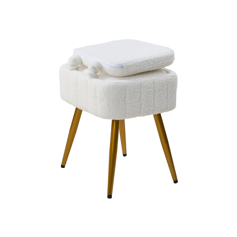 Wood Accent Stool, White