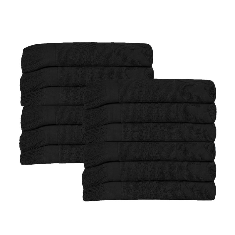 Ensemble de 12 débarbouillettes en coton Blue Nile Mills, Noir