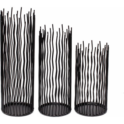 Ensemble de 3 chandeliers en fer forgé, bougeoirs noirs, centre de table moderne pour la décoration intérieure et extérieure, salle à manger, décoration intérieure