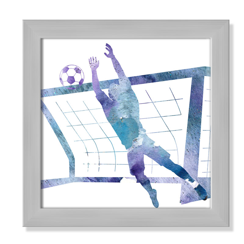 Fille de football 2, H 14 po x l 14 po x P 0,63 po, Encadré plat argent