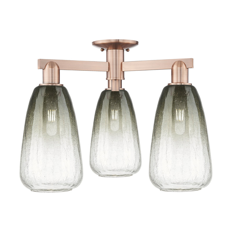 Plafonnier semi-encastré 3 lumières Jacquette, Ardoise, Cuivre antique