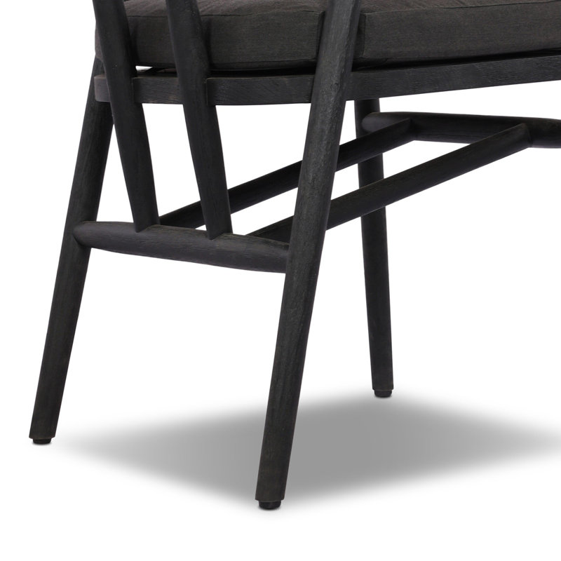 Buxton Outdoor Teak Dining Side Chair, Stained Black Teak