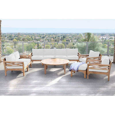 Ensemble de conversation d'extérieur 8 personnes avec coussins Monterey Teak