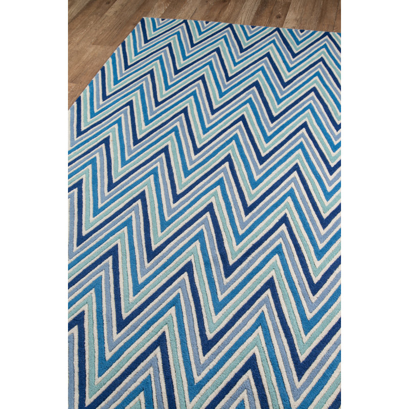 Tapis bleu en laine touffeté à la main Grace, Rectangle 3 pi 6 po x 5 pi 6 po