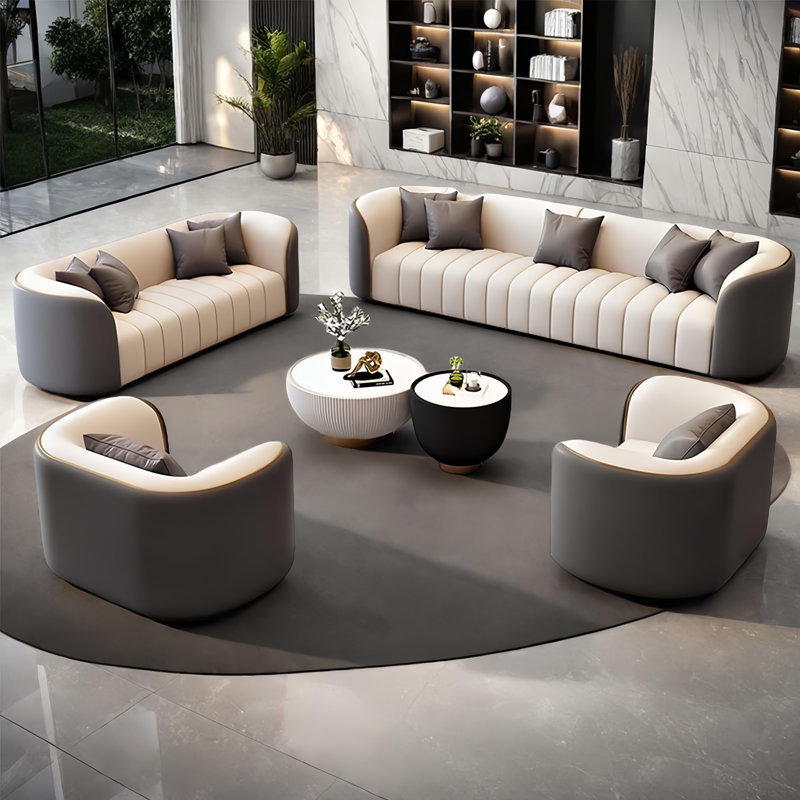Canapé modulaire en similicuir gris Minimalist