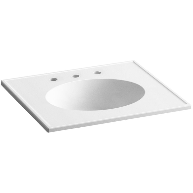 Dessus de salle de bain simple 25 po meuble-lavabo Ceramic Impressions, Impressions blanches, Ovale