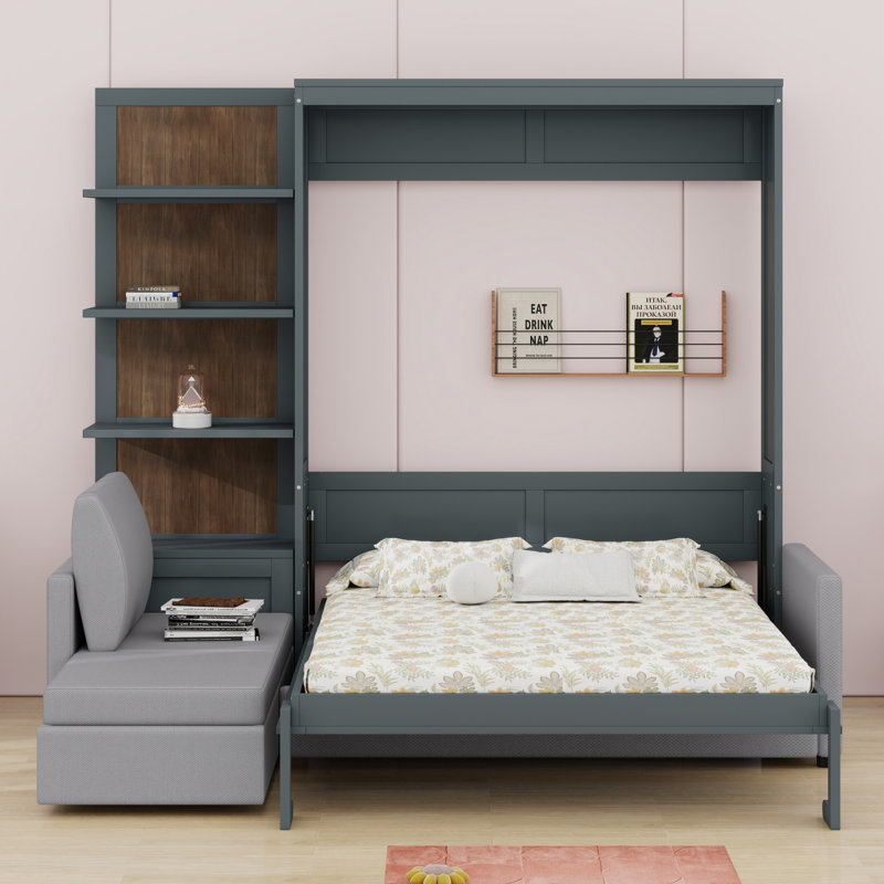 Murphy Bed With Sofa, Gray