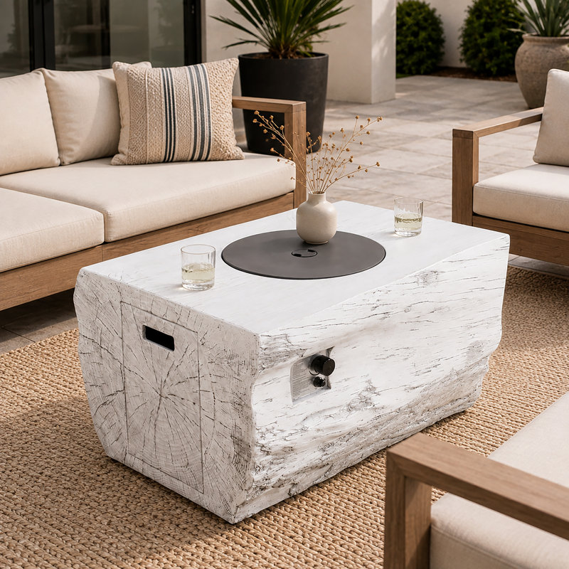 Table de foyer extérieur rectangulaire au propane de 101,6 cm (40 po) avec foyer de 50 000 BTU, pierres de lave et housse