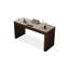 Bureau blanc / brun clair + bois massif + bois manufacturé + cuir avec bureau à 3 tiroirs-109803599
