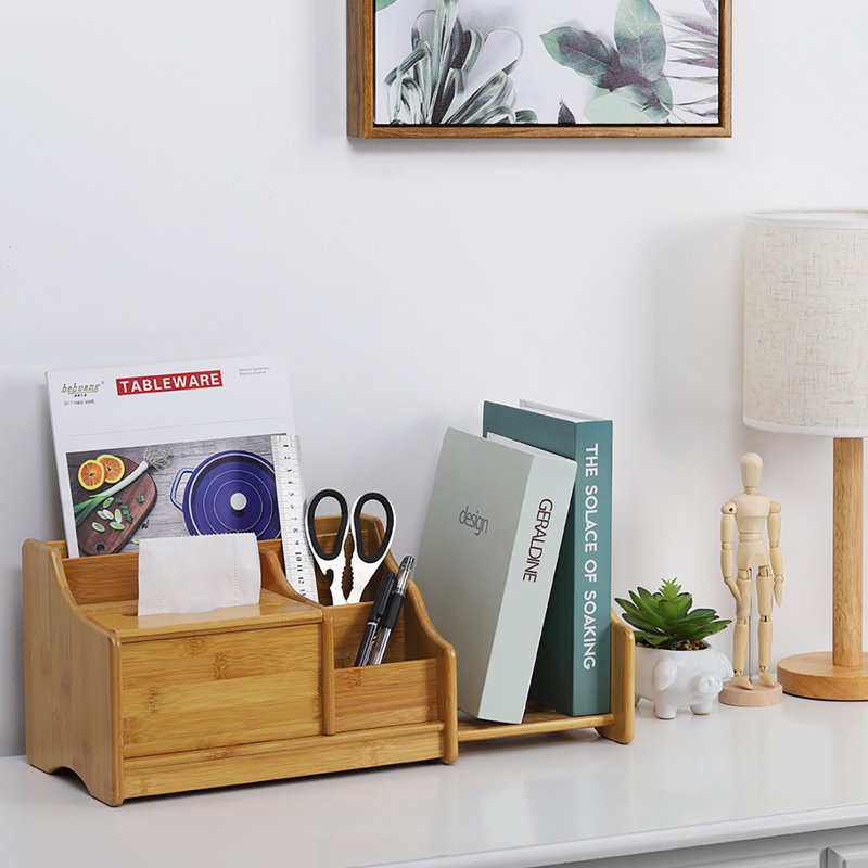 Solid + Manufactured Wood Desk Organizer