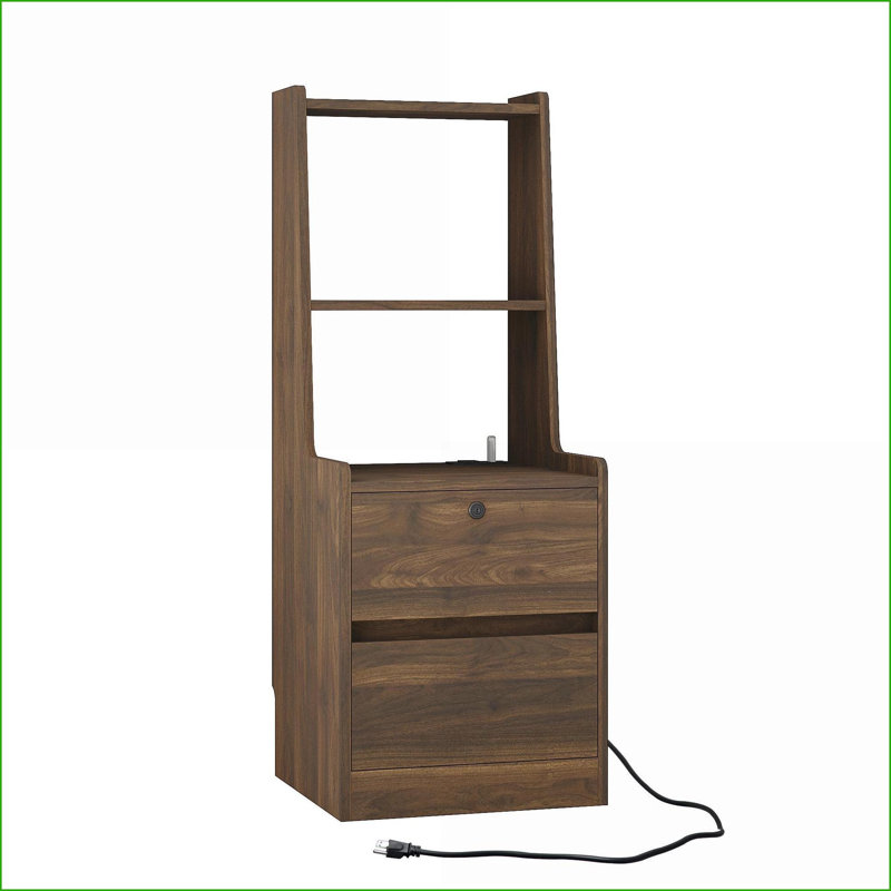 Table de chevet moderne en bois avec station de charge & amp; Rangement pour la chambre à coucher, Beige